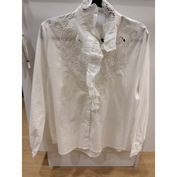 Chemise col victorien broderie anglaise blanche