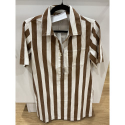 Robe rayée camel et blanc