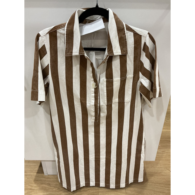 Robe rayée camel et blanc