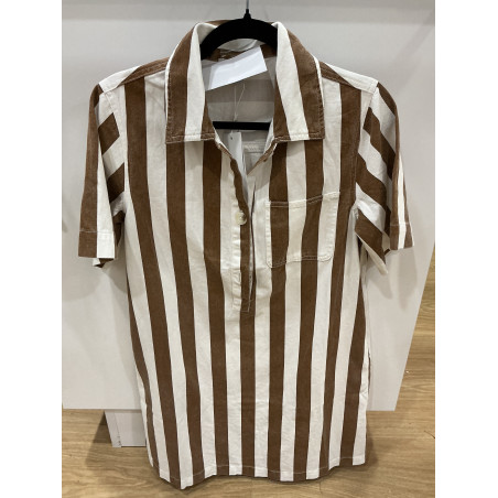 Robe rayée camel et blanc