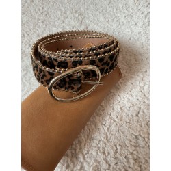 Ceinture léopard camel et doré