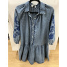 Robe Stephanie jeans et broderies bleu