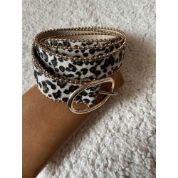 Ceinture léopard écru et doré