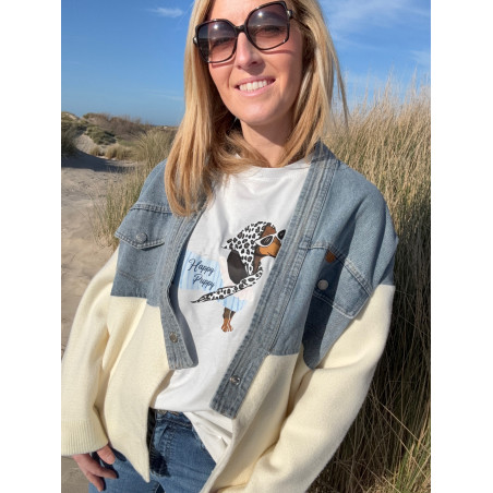 Gilet Oslo jeans et écru