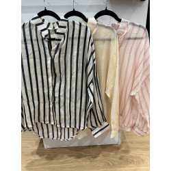 Chemise rayée voile de coton