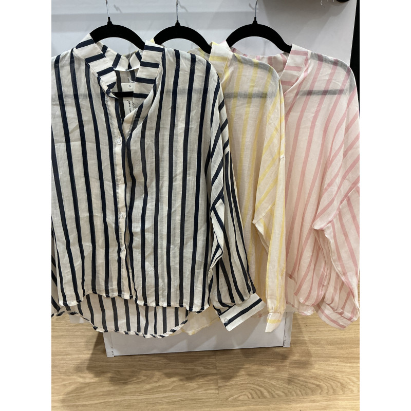 Chemise rayée voile de coton