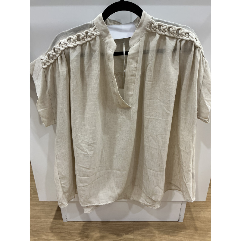 Haut sans manches tresses lin