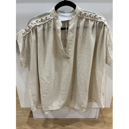 Haut sans manches tresses lin