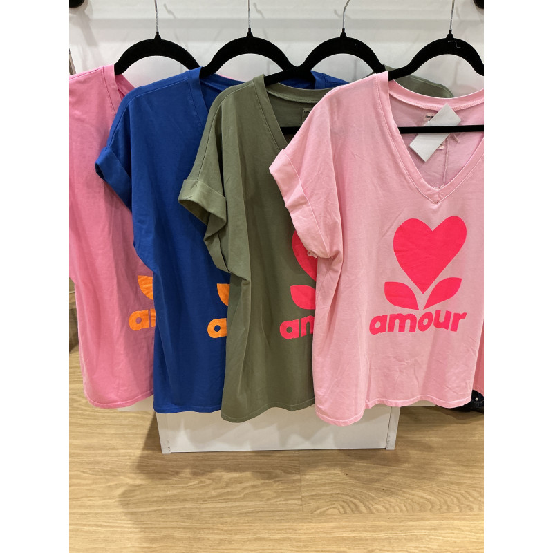 T-shirt col V Amour