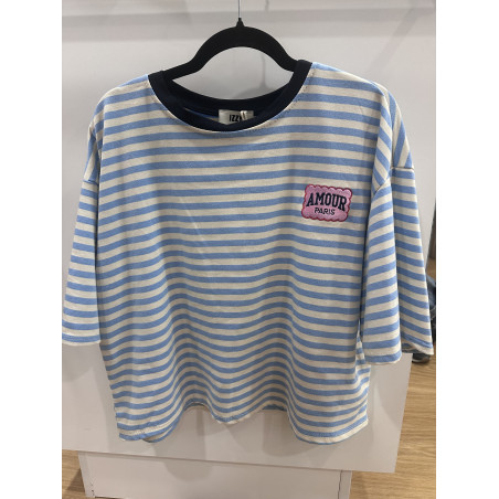 T-shirt rayé AMOUR manches courtes