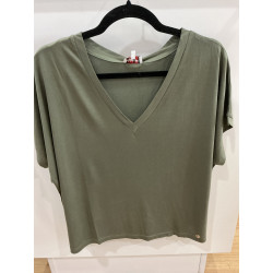 T-shirt uni colV kaki