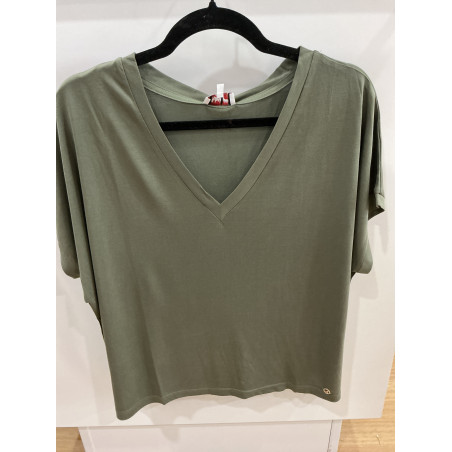 T-shirt uni colV kaki