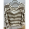 Pull rayé écru et beige