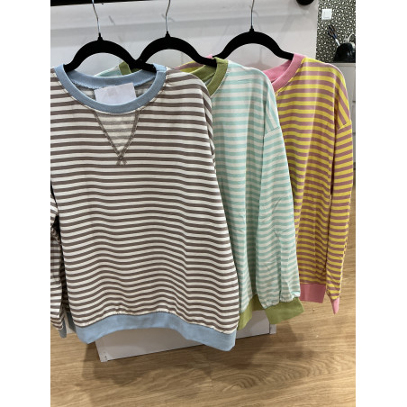 Sweat rayée manches longues