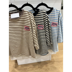 T-shirt rayé AMOUR manches courtes