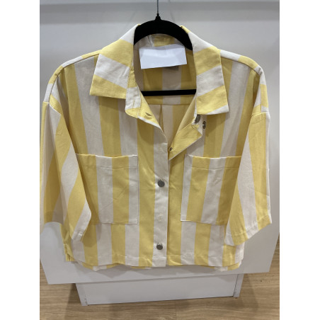 Surchemise rayée jaune manches courtes