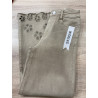 Jeans large broderie beige