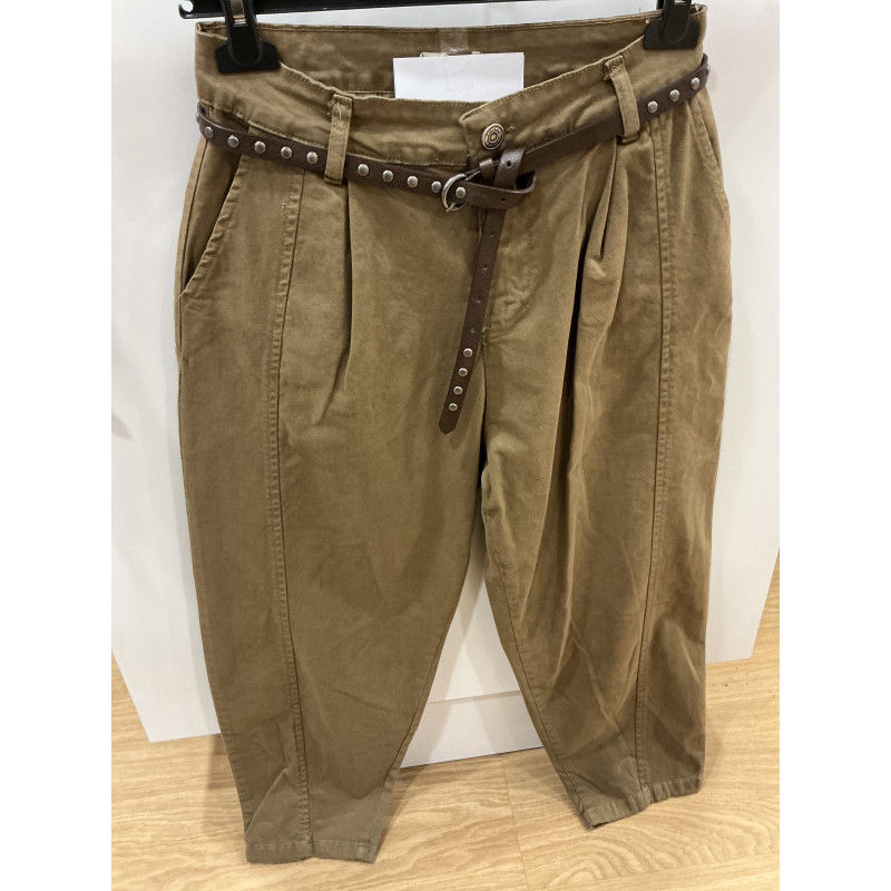 Pantalon barrel coton camel