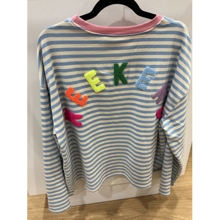 T-shirt sweat rayé bleu  WEEK END