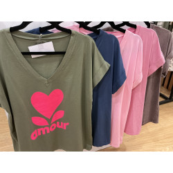 T-shirt col V Amour