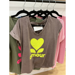 T-shirt col V Amour