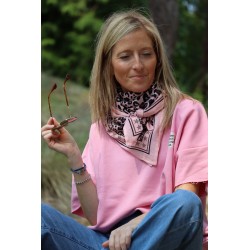 Foulard Jungle rose poudré