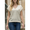 Pull mariniere et colV et encolure doré
