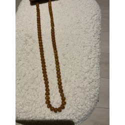 Sautoir perles coeur camel