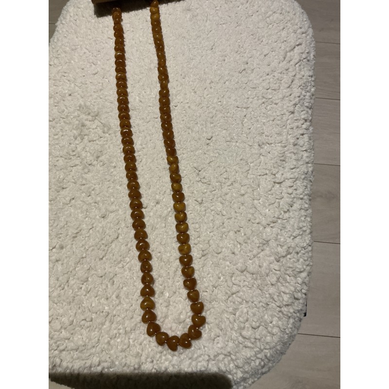 Sautoir perles coeur camel