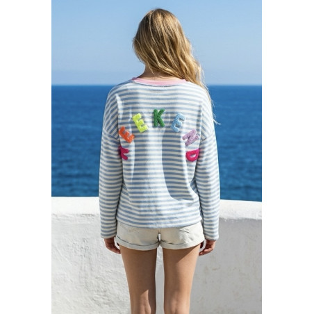 T-shirt sweat rayé bleu  WEEK END