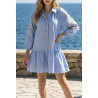 Robe rayée bleu broderies doré