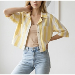 Surchemise rayée jaune manches courtes