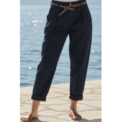 Pantalon barrel coton marine